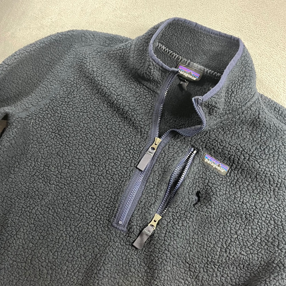 Patagonia Retro Pile Quarter Zip Fleece Pullover Navy Blue Mens Large 22810